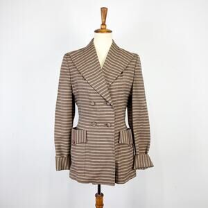 Vintage 50s 60s Brown striped blazer Bobby Jean Chicago long jacket Size XS